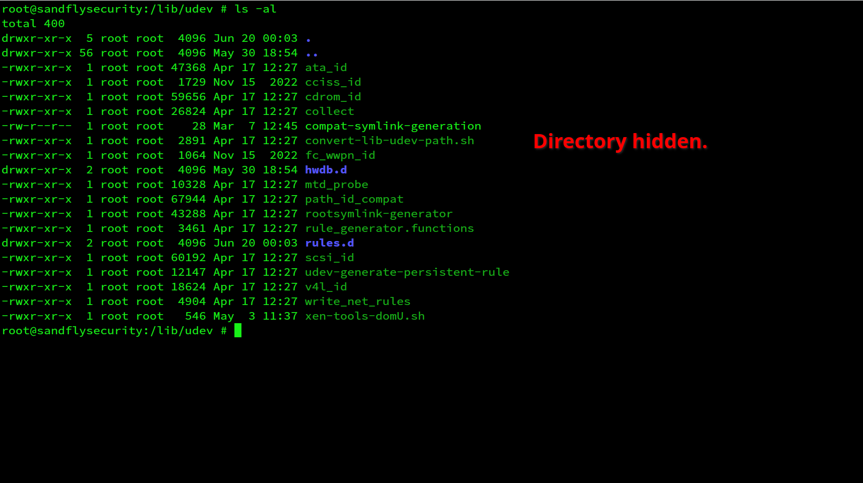 blog-imagesdetecting-linux-stealth-rootkits-with-directory-link-errors02-reptile-directory-hidden-dir-before