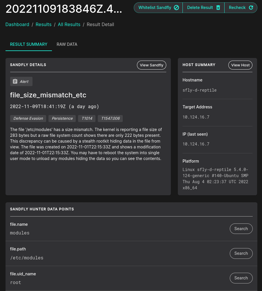 blog-imageshow-to-detect-and-decloak-linux-stealth-rootkit-data04-sandfly-detect-module-mismatch-cloaked-linux-rootkit