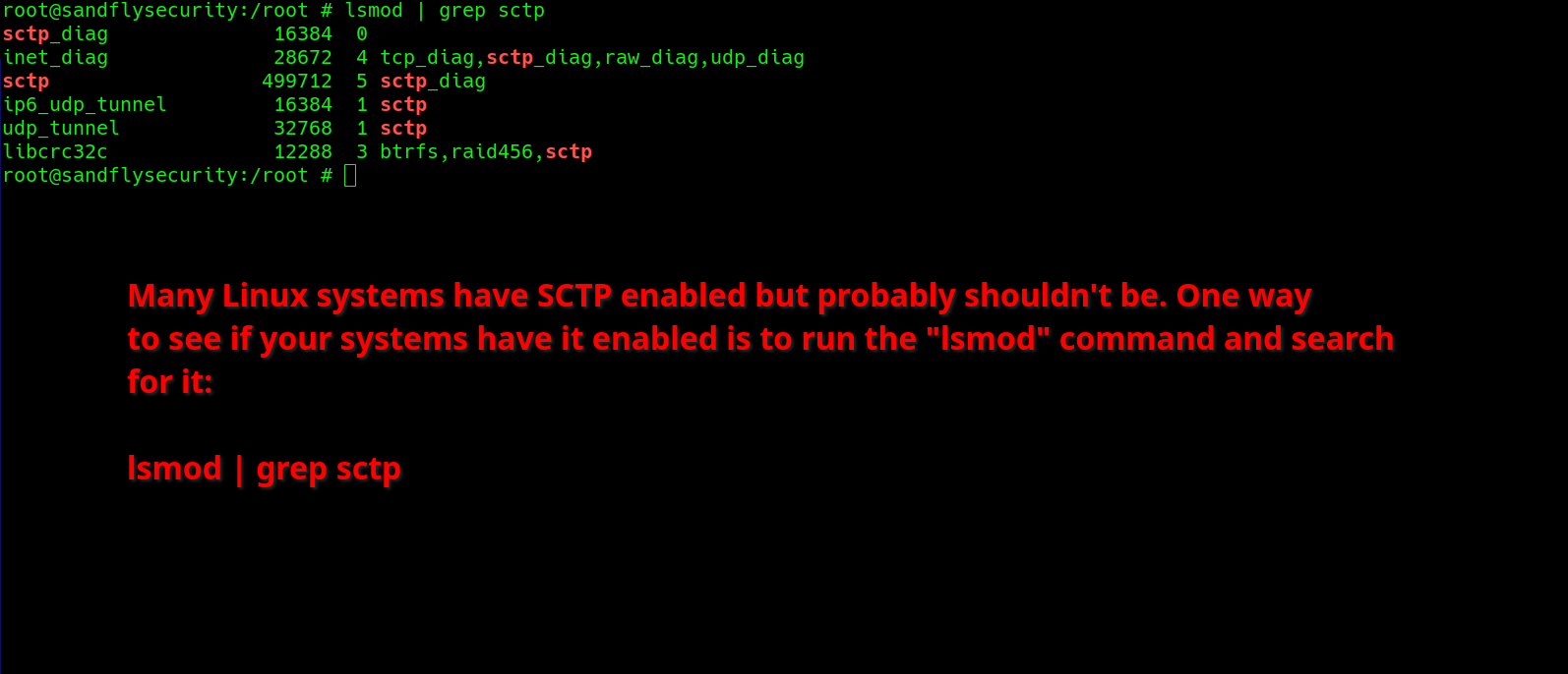 blog-imagessctp-protocol-attack-risks-on-linux05-sctp-enabled-lsmod