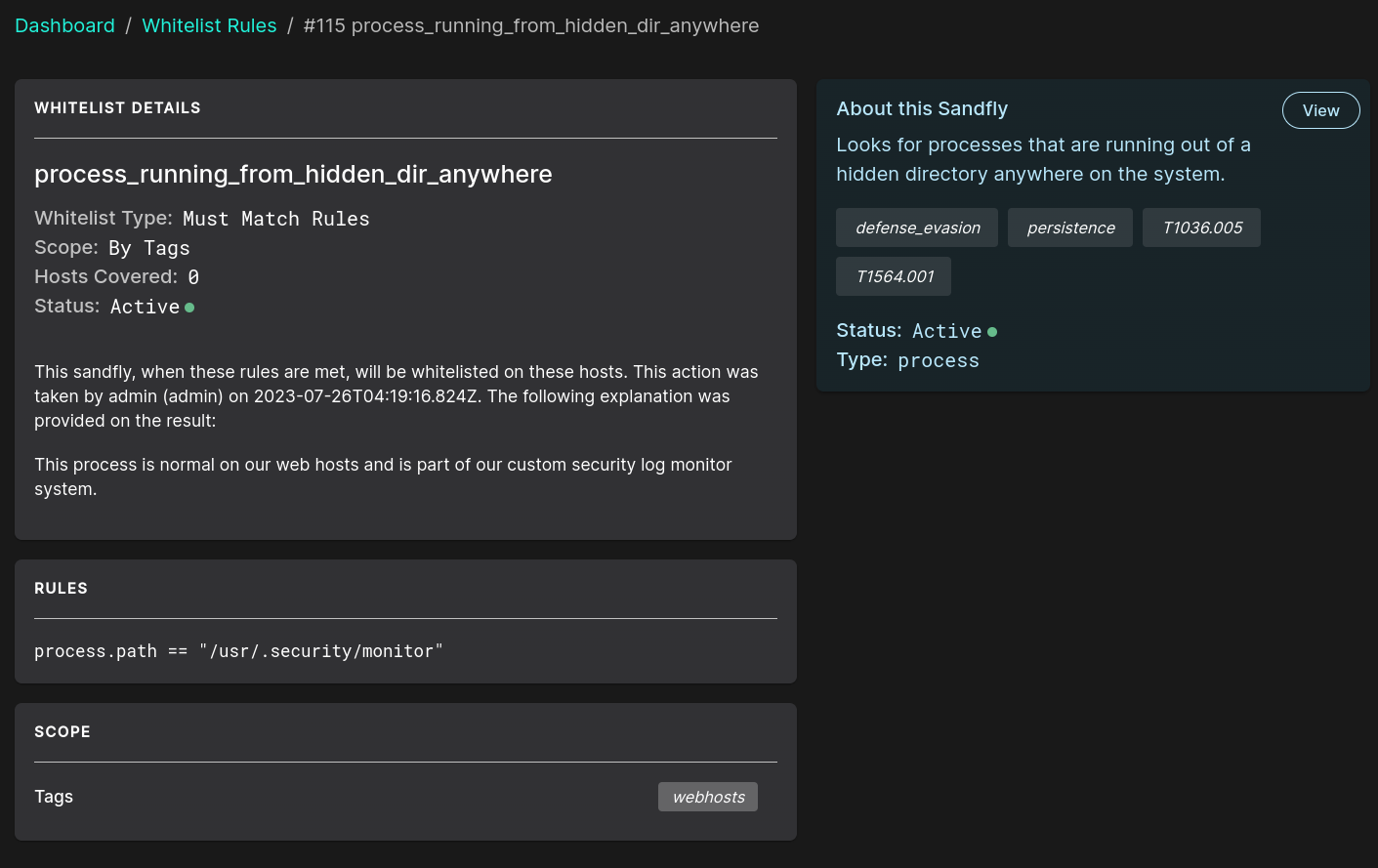 blog-imagessandfly-4-6-0-advanced-whitelisting-and-free-ssh-hunter17-rapid-whitelist-sandfly-hunter-process-path-whitelist-summary