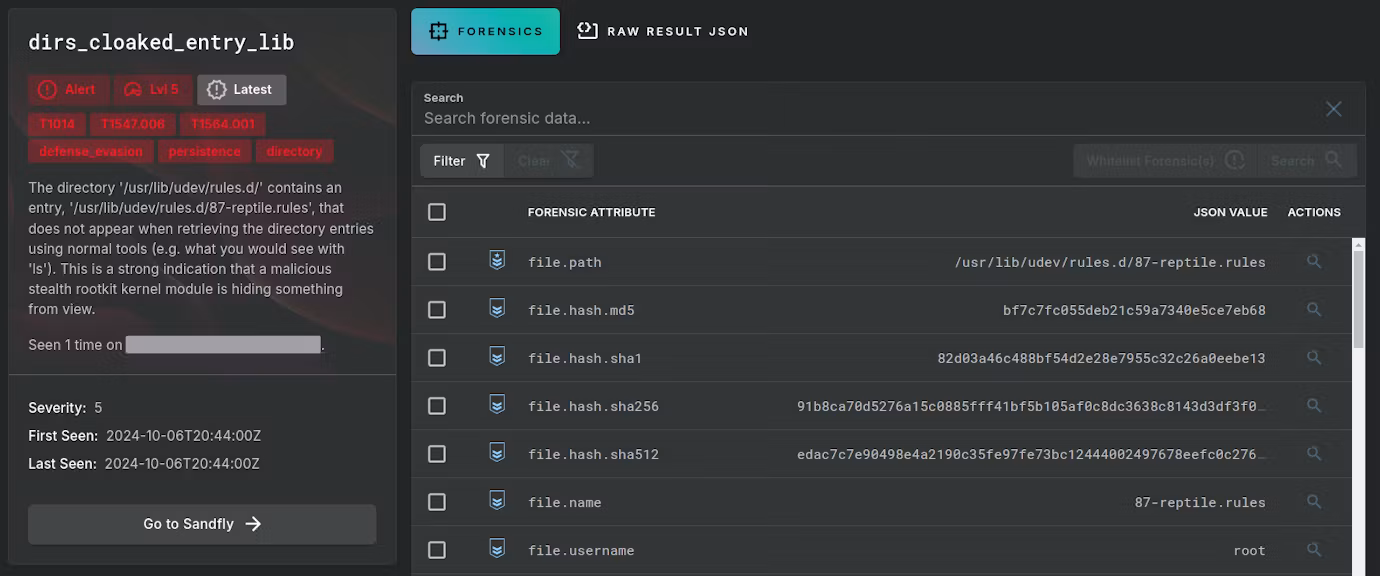 Sandfly 5.2 - Linux Stealth Rootkit File and Directory De-Cloaking03