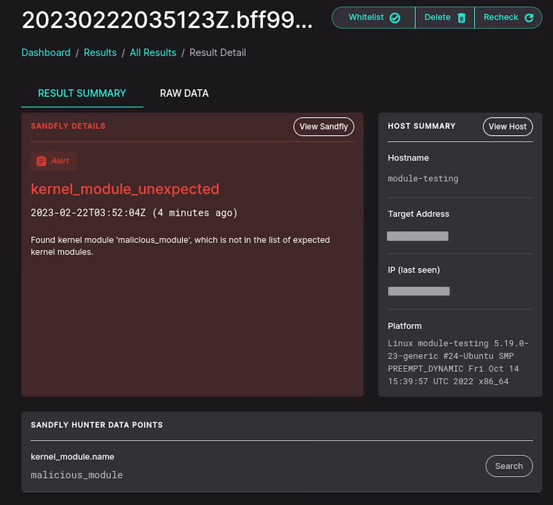 Sandfly 4.3.2 - Linux Loadable Kernel Module Rootkit Taint Detection04