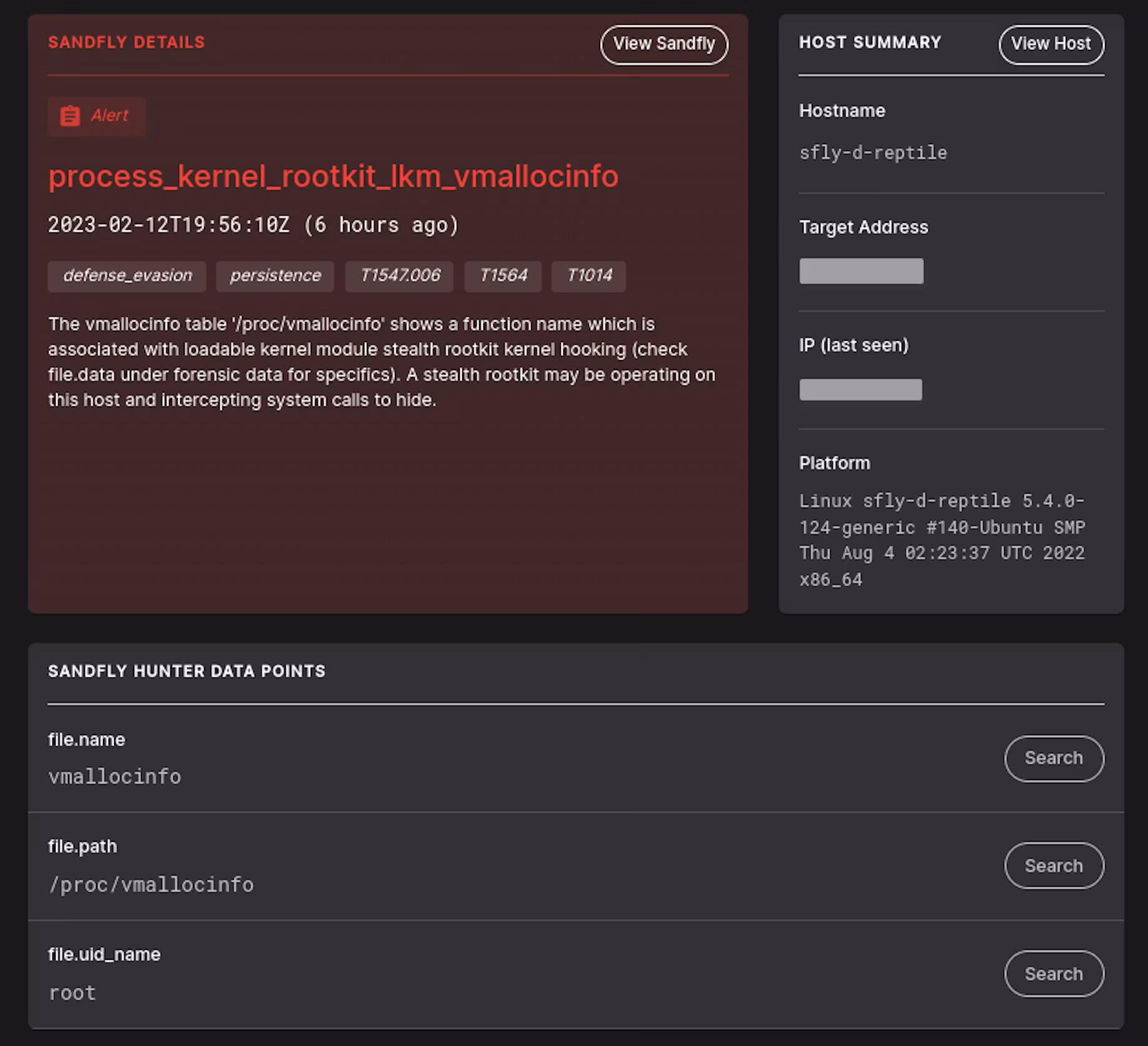 Sandfly 4.3.2 - Linux Loadable Kernel Module Rootkit Taint Detection08-1